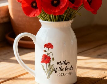 Florero personalizado para la madre de la novia y el novio, florero personalizado con el mes de nacimiento, regalo para la dama de honor, regalos de boda, regalos para la despedida de soltera