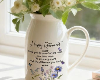Personalized Retirement Gifts for Women, Retirement Ceramic Flower Vase, Teacher Retirement Ornament, Appreciation Gift, Coworker Gift
