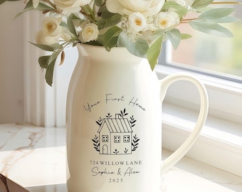 Personalised First Home Gift,Flower Vase for New Home Occasion,Housewarming Gift For Couple,Moving In Gift for Friend,New Home Owners Gift