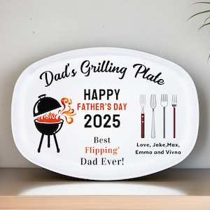 Personalized Dad Grilling Plate, Custom BBQ Platter, Fathers Day Gift, Grill Plate Gift From Kids, Papa Gift, Daddy 2025, Grandpa Plate