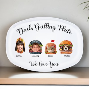 Personalized Face Grilling Platter, Fathers Day Gift from Kids, Daddy&#39;s Grilling Plate, Memorial Keepsake, Birthday Gift for Daddy