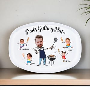 Personalized Face Grilling Platter, Fathers Day Gift from Kids, Daddy&#39;s Grilling Plate, Memorial Keepsake, Birthday Gift for Daddy