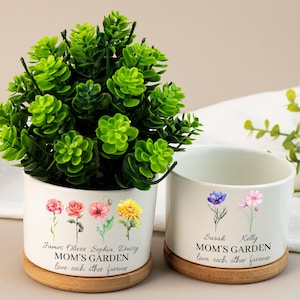 Personalized Grandma's Garden Plant Pot, Birth Month Flower Plant Pot, Grandmas Garden, Gift For Mom, Birthday Gift, Mother's Day Gifts