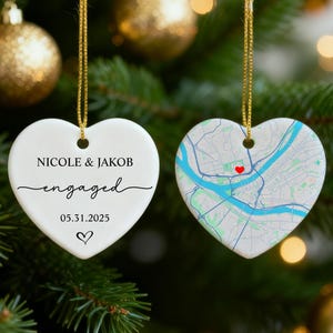 Personalized Engagement Map Ornament, Newlywed Gift Engaged Ornament, Custom Wedding/Engagement Location Ornament, Engagement Ornaments Gift