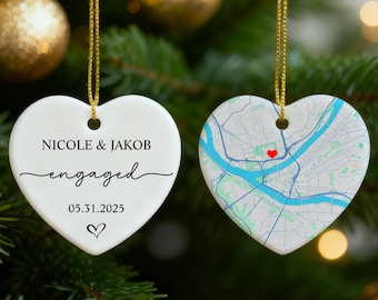 Personalized Engagement Map Ornament, Newlywed Gift Engaged Ornament, Custom Wedding/Engagement Location Ornament, Engagement Ornaments Gift