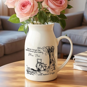 Personalized Flower Vase for Teacher, Never Forget the Difference You Make, Customized Thank you Teacher Gift, Teacher Appreciation Gift
