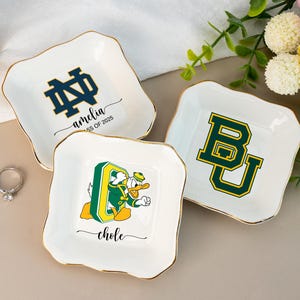 Personalized University Custom Trinket Ring Dish, Custom College Logo Ring Dish, Graduation University Jewelry Tray, 2025 Graduation Gift