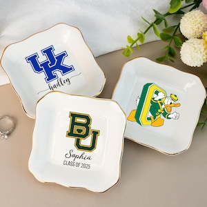 University Custom Trinket Ring Dish, Graduation University Jewelry Dish, Personalized College Logo Ring Dish, Class of 2025 Gifts