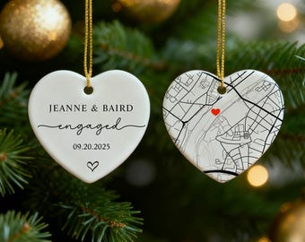 Personalized Engagement Ornament, Newlywed Gift Engaged Ornament, Custom Wedding/Engagement Location Ornament, Engagement Ornaments Gift