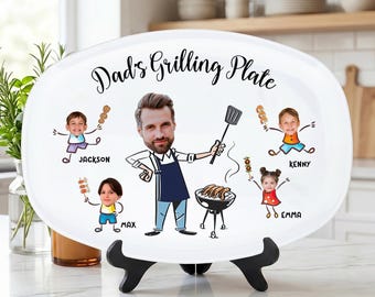 Personalisierte Daddy's Grillplatte mit Fotos und Namen der Kinder, individuelles Geschenk für Papa, Opa, unvergessliches Andenken, Vatertagsgeschenk