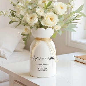 Personalized Engagement Gift, Custom Engaged Flower Vase, New Engaged Couple Gift, Engagement Gifts, Engagement Gift For Couple