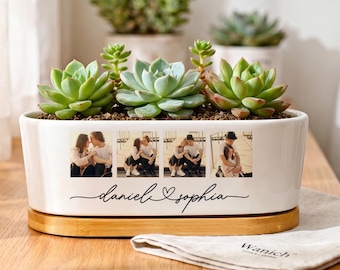 Vaso de plantas personalizado com foto, presente personalizado para casais, presente de aniversário, presente para o Dia dos Pais