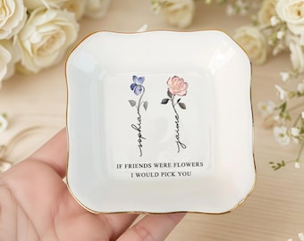 Personalisierte Geburtsblumen-Schmuckschale, Bester Freund Geschenk