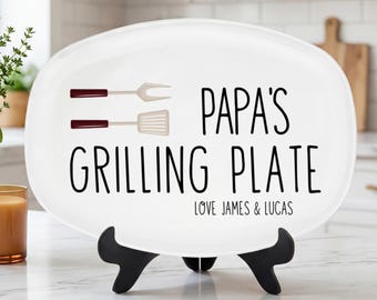 Personalized Grilling Platter, Custom Photo Dad BBQ Tray, Father's Day Gift