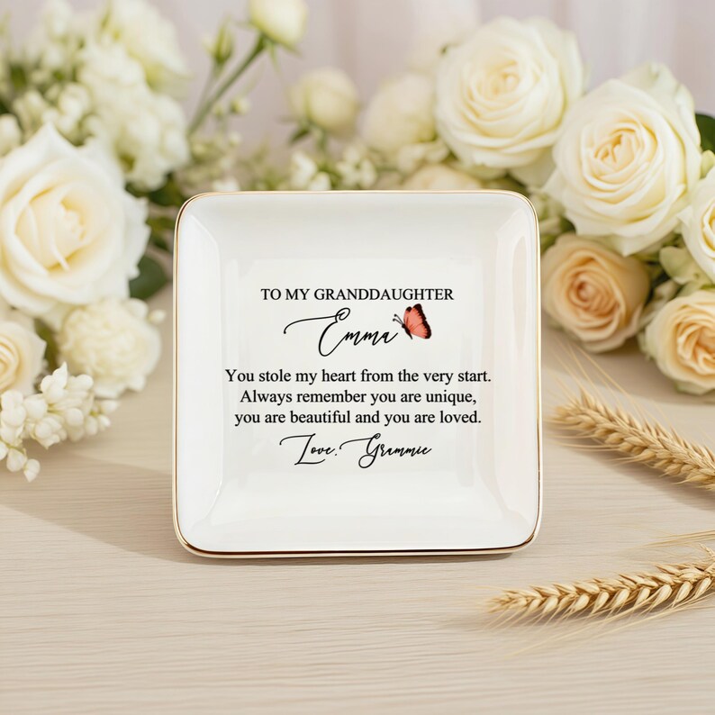 Personalized Jewelry Dish for Granddaughter, Gift From Grandma, Birthday Gift, Wedding Gift, Gift for Granddaughter, Graduation Gift image 7