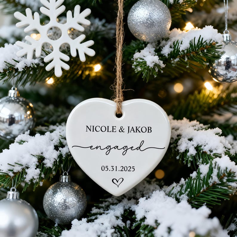 Personalized Engagement Ornament, Newlywed Gift Engaged Ornament, Custom Wedding/Engagement Location Ornament, Engagement Ornaments Gift image 5