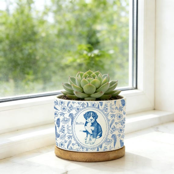 Personalized Pet Portrait Planter, Pet Succulent Planter, Pet Home Decor, Dog Memorial, Dog Remembrance Gift, Gift for Pet Lovers