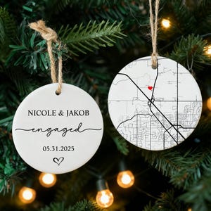 Personalized Engagement Ornament, Newlywed Gift Engaged Ornament, Custom Wedding/Engagement Location Ornament, Engagement Ornaments Gift image 2