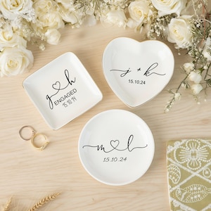 Personalized Wedding Gift, Engagement Ring Holder Wedding Gift For Bride Jewelry Tray, Engagement Gifts for Her,  Wedding Gift for Couple
