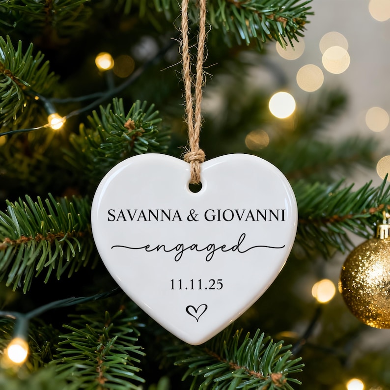 Personalized Engagement Ornament, Newlywed Gift Engaged Ornament, Custom Wedding/Engagement Location Ornament, Engagement Ornaments Gift image 9