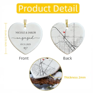 Personalized Engagement Ornament, Newlywed Gift Engaged Ornament, Custom Wedding/Engagement Location Ornament, Engagement Ornaments Gift image 3