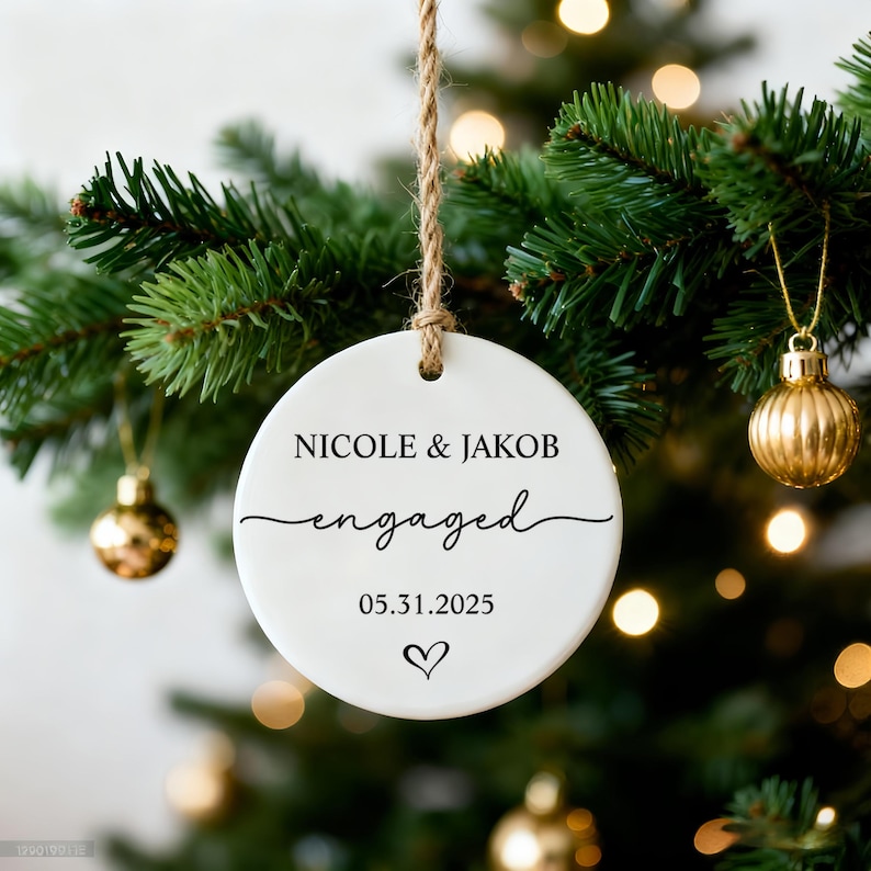Personalized Engagement Ornament, Newlywed Gift Engaged Ornament, Custom Wedding/Engagement Location Ornament, Engagement Ornaments Gift image 7