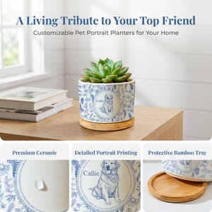 Personalized Pet Portrait Planter, Pet Succulent Planter, Pet Home Decor, Dog Memorial, Dog Remembrance Gift, Gift for Pet Lovers image 6