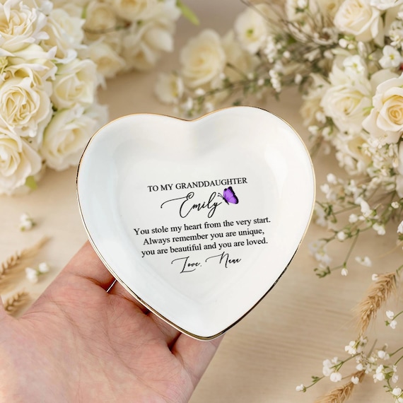 Personalized Jewelry Dish for Granddaughter, Gift From Grandma, Birthday Gift, Wedding Gift, Gift for Granddaughter, Graduation Gift