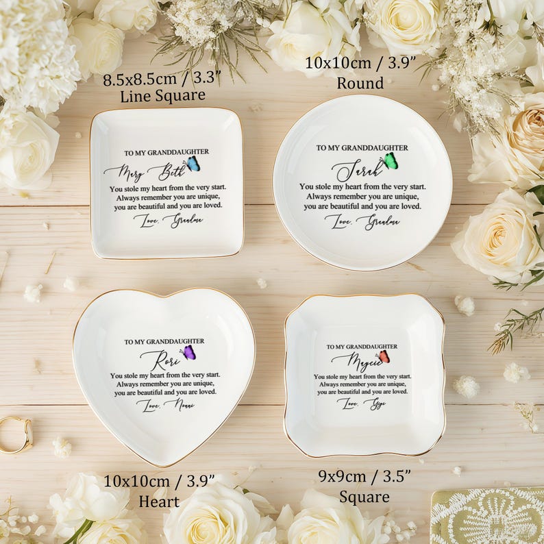 Personalized Jewelry Dish for Granddaughter, Gift From Grandma, Birthday Gift, Wedding Gift, Gift for Granddaughter, Graduation Gift image 3