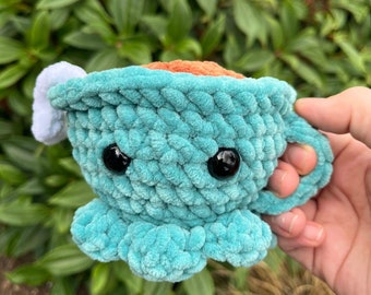 OcTeapus, taza de té o café con forma de pulpo, hecha a mano en crochet