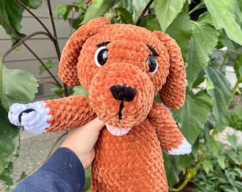 Snuggle Me Puppy Pals Peluche de crochet terminado, adorable amigo acurrucable