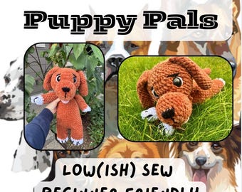 Patrón de crochet en PDF de Snuggle Me Puppy Pals, para principiantes, costura baja, patrón de crochet para perros