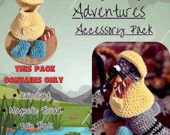 Theodore The Pigeon, con alas magnéticas para accesorios. Peluche de crochet de 30 cm hecho a mano