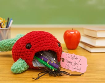 Portalápices de ballena de crochet: regalo para profesores/bonita decoración de escritorio/incluye regalo B