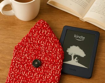 Funda de crochet para Kindle: funda hecha a mano para tablet, compatible con la mayoría de fundas Kindle, funda de crochet suave y protectora, regalo para amantes de la lectura.