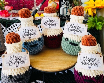 Elixer Buddies, botella de poción tejida a mano