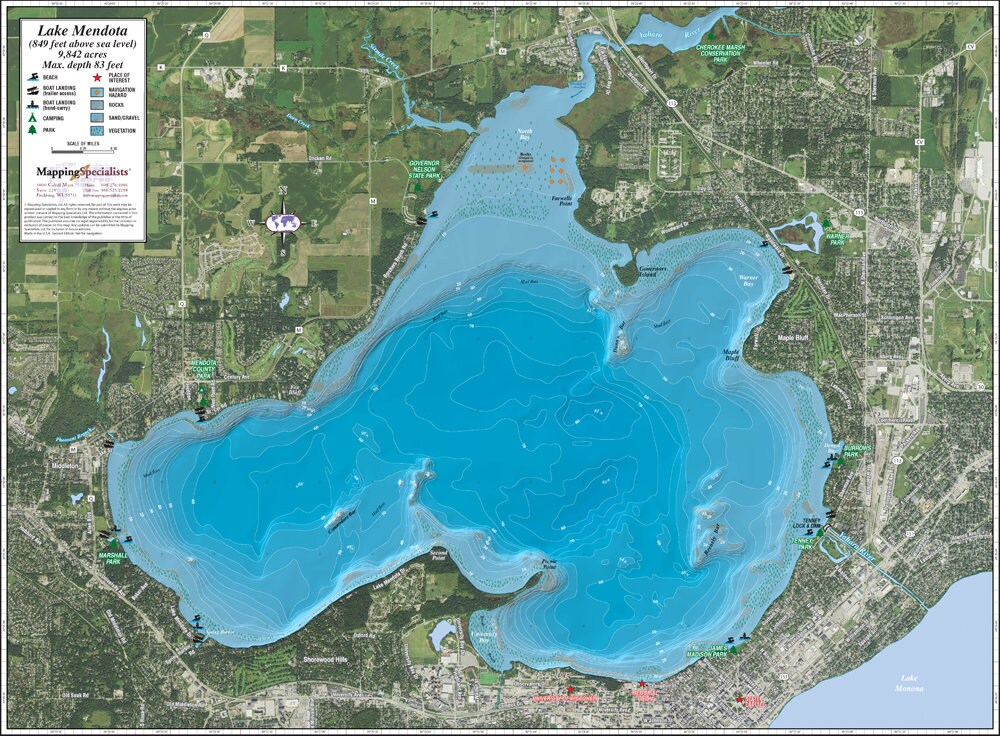 3D Lake Mendota Enhanced Wall Map - Etsy