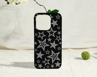 Cool Stars Black iPhone Case,iPhone 17 16 15 14 13 12 11 Pro Max Case,iPhone 7/8 Plus SE XR XS Max,Personalized Case for iPhone 16e Air
