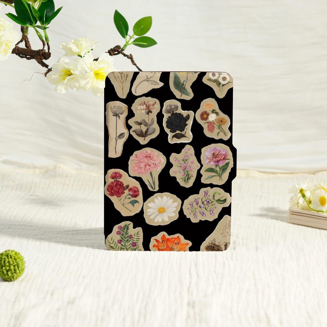 Flower Design Collage Kindle Case With Hand Strap,kindle 6''/6.8''/7 ...