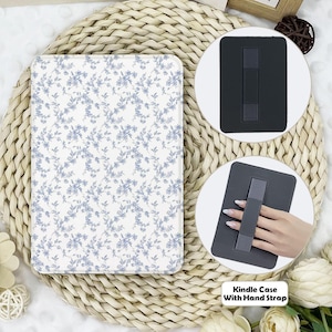 Blue Spring Flowers Kindle Case With Hand Strap,kindle 6&#39;&#39;/6.8&#39;&#39;/7&quot; case,Kindle paperwhite 12th/11th/10th case,Kindle 12/11/10,Kindle 2024