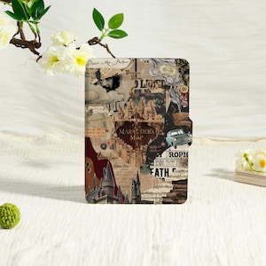 Brown Potter Collage Kindle Case With Hand Strap,kindle 6''/6.8''/7" case,Kindle Paperwhite 12th/11th/10th case,Kindle 12/11/10,Kindle 2024