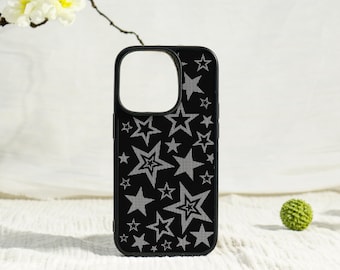 Cool Stars Black iPhone Case,iPhone 17 16 15 14 13 12 11 Pro Max Case,iPhone 7/8 Plus SE XR XS Max,Personalized Case for iPhone 16e Air