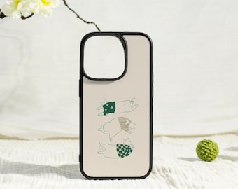 Cute Simple Cat iPhone Case,iPhone 17 16 15 14 13 12 11 Pro Max Case,iPhone 7/8 Plus XR XS Max,Personalized Tough Cover for iPhone 16e Air