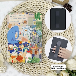 Painting Animal Collage Kindle Case With Hand Strap,kindle 6&#39;&#39;/6.8&#39;&#39;/7&quot;case,Kindle Paperwhite 12th/11th/10th case,Kindle 12/11,Kindle 2024