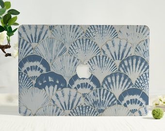 Blue-White Shell MacBook Case,MacBook Air 15'' 13" M4,Custom Apple Laptop Cover Pro 16/15/14'',MacBook Pro 14 M5 A3434,Best Gift for Her