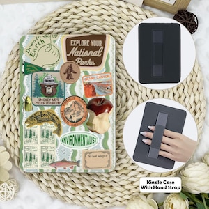 Green National Park Kindle Case With Hand Strap,kindle 6&quot;/6.8&quot;/7&quot;case,Kindle Paperwhite 12th/11th/10th case,Kindle 12/11/10,Kindle 2024