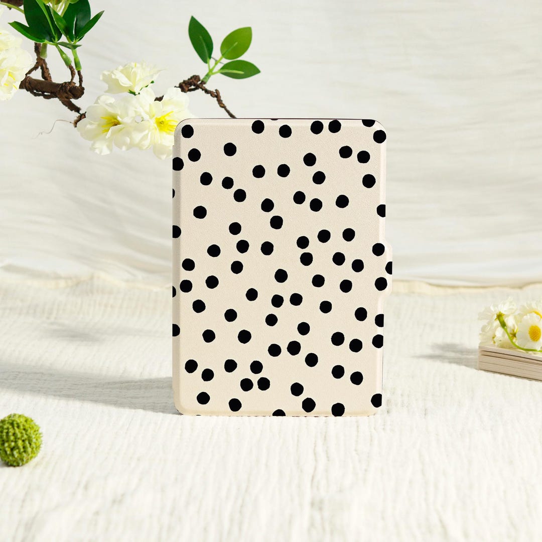 White Polka Dots Kindle Case With Hand Strap,kindle 6"/6.8"/7"case ...