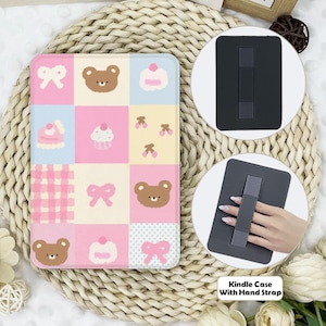 Cute Bears Bows Kindle Case With Hand Strap,kindle 6&#39;&#39;/6.8&#39;&#39;/7&quot;case,Kindle Paperwhite 12th/11th/10th case,Kindle 12/11/10,Kindle 2024,Gift