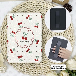 Cute Cherries Kindle Case With Hand Strap,kindle 6&#39;&#39;/6.8&#39;&#39;/7&quot; case,Kindle paperwhite 12th/11th/10th,Kindle 12/11/10,Kindle Colorsoft Cover