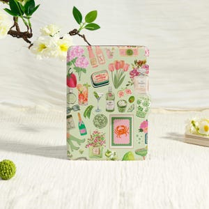 Flowers Green Collage Kindle Case With Hand Strap,kindle 6/6.8/7"case,Kindle Paperwhite 12th/11th/10th case,Kindle 12/11/10,Kindle Colorsoft